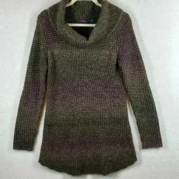 prAna Knit Tunic Sweater Women’s Sz M Purple/Black/Gray Acrylic/Poly/Wool - Picture 1 of 10